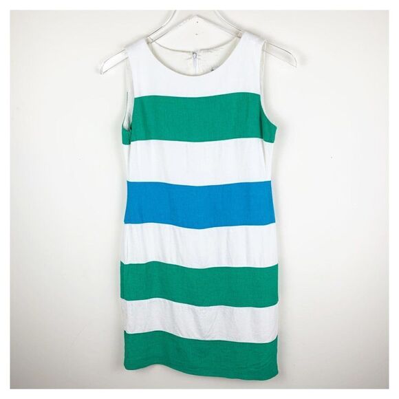 Jessica Howard Vintage Linen Striped Sheath Dress - Picture 1 of 12